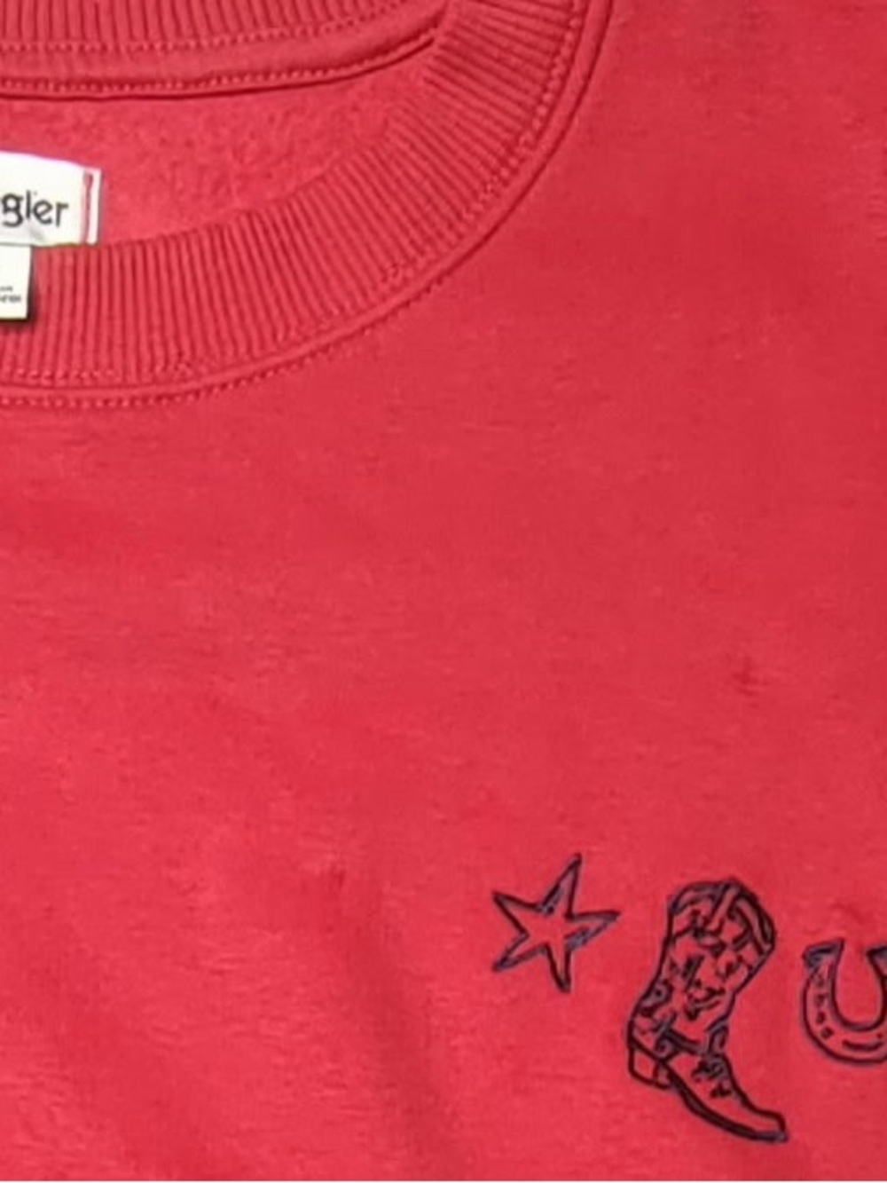 Wrangler Red Crewneck Sweatshirt with Western Embroidery - Picture 3 of 12